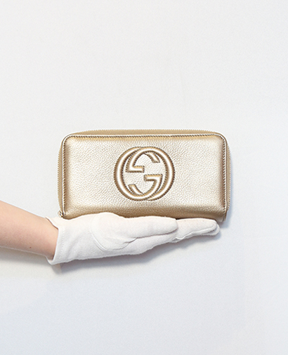 Gucci Double Zip Soho Wallet, &pound;130, Accessories, Gold, Leather, Front view
